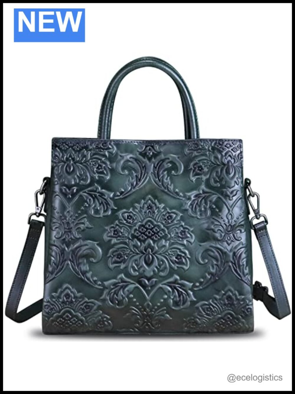 Genuine Leather Satchel for Women Top Handle Handbag Embossed Vintage Crossbody